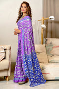 Lovender Ure Mulmul Cotton Ajrakh Hand Block Print Sarees Saree With Blouse Piece