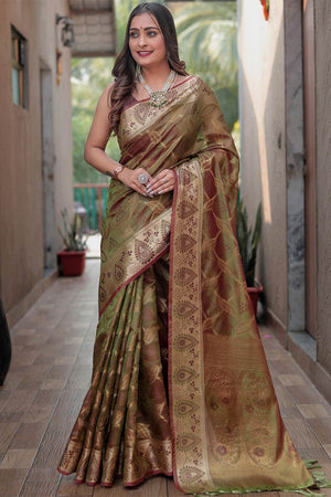 Heena Green Banarasi Silk Saree