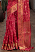 Crimson Red Banarasi Silk Saree