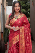 Crimson Red Banarasi Silk Saree