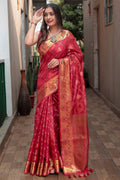 Crimson Red Banarasi Silk Saree