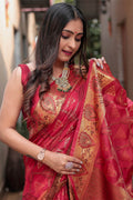 Crimson Red Banarasi Silk Saree