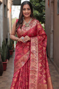 Rose Red Banarasi Silk Saree