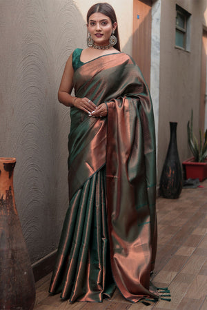 Emerald Green Kanjivaram Silk Saree
