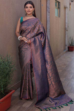 Navy Blue Kanjivaram Silk Saree