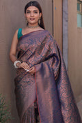 Navy Blue Kanjivaram Silk Saree