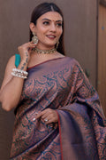 Navy Blue Kanjivaram Silk Saree