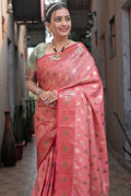 Thulian Pink Banarasi Silk Saree