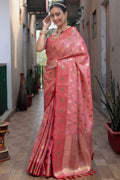 Thulian Pink Banarasi Silk Saree