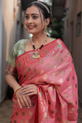 Thulian Pink Banarasi Silk Saree