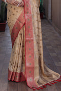 Buttermilk Beige Banarasi Silk Saree