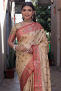 Buttermilk Beige Banarasi Silk Saree