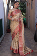 Buttermilk Beige Banarasi Silk Saree