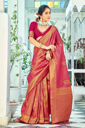 Ruby Pink Kanjivaram Saree