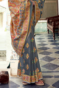 Pewter Grey Digital Print Saree