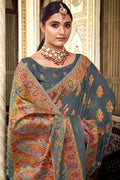 Pewter Grey Digital Print Saree