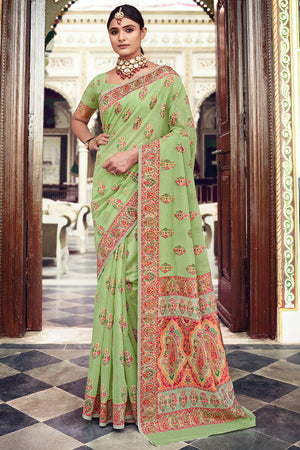 Fern Green Digital Print Saree