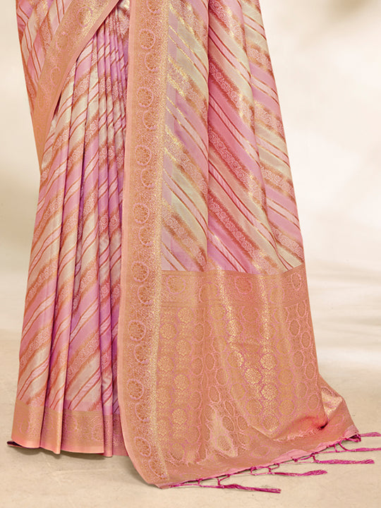 Pink Cotton Thread Work Saree With Blouse Piece