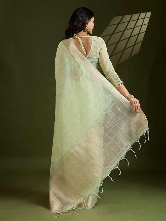 Soft Silk Saree Featuring Beautiful Checks Zari Weaving