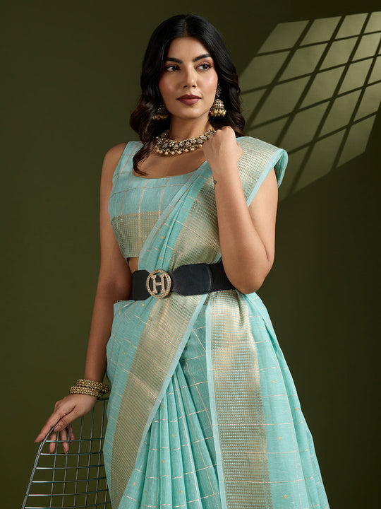 Soft Silk Saree Featuring Beautiful Checks Zari Weaving