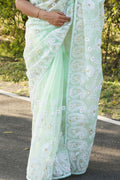 Mint Green Organza Saree