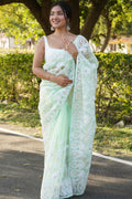 Mint Green Organza Saree