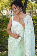 Mint Green Organza Saree