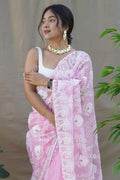 Baby Pink Organza Saree