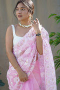 Baby Pink Organza Saree