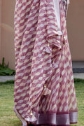 Pastel Wine Organza Saree