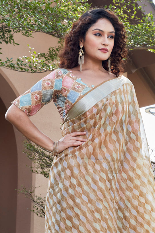 Tortilla Brown Organza Saree