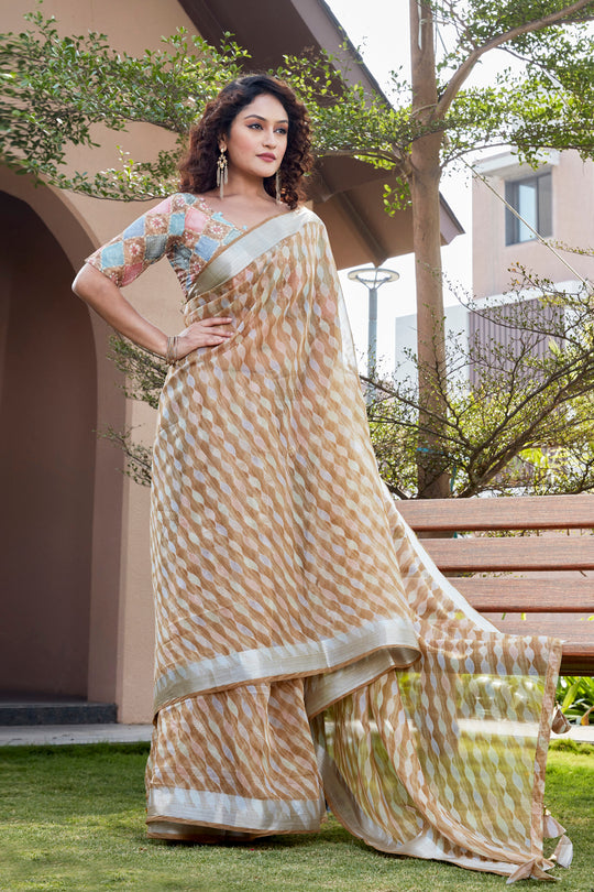 Tortilla Brown Organza Saree