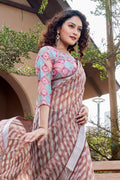 Pastel Brown Organza Saree