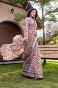 Pastel Brown Organza Saree