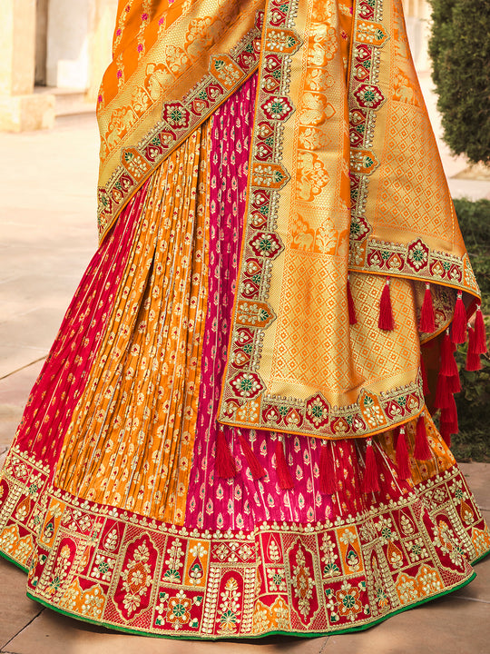 Pink And Yellow Lehenga Choli