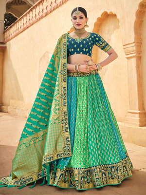 Multi Green Lehenga Choli