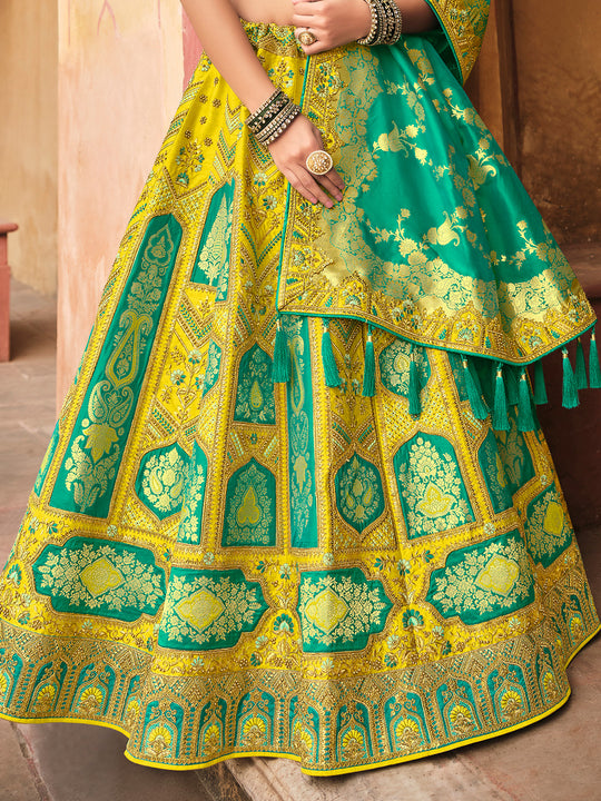 Yellow And Green Lehenga Choli