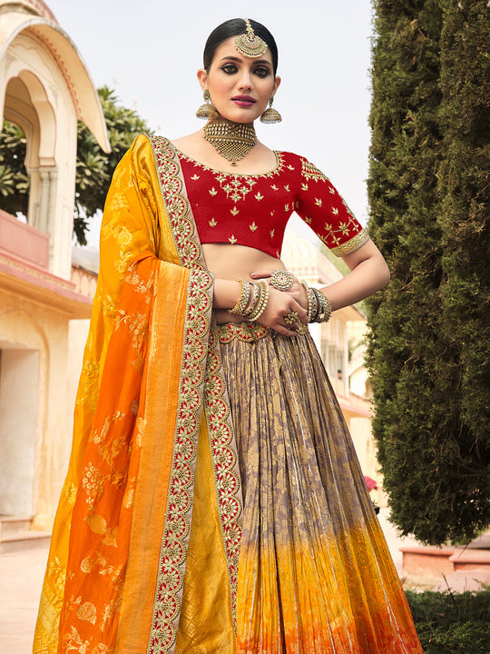 Red And Orange Lehenga Choli