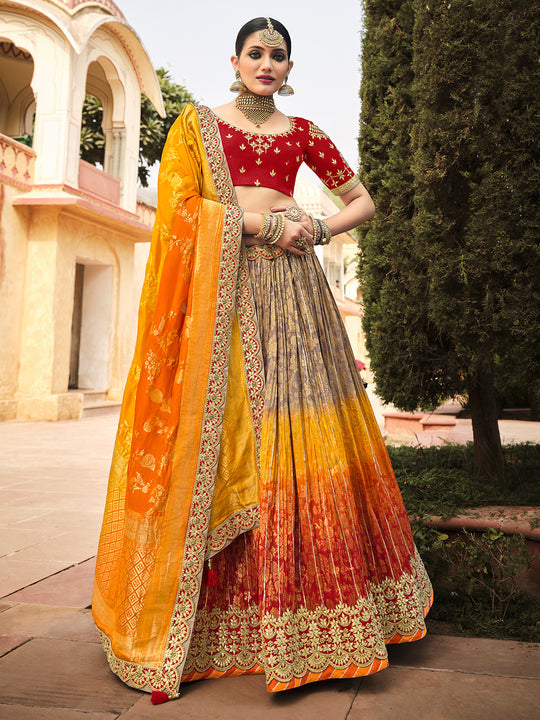 Red And Orange Lehenga Choli