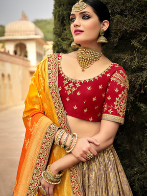 Red And Orange Lehenga Choli