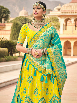 Yellow And Green Lehenga Choli