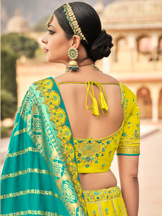 Yellow And Green Lehenga Choli