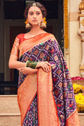 Indigo Violet Patola Saree