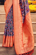 Indigo Violet Patola Saree