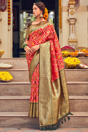 Taffy Red Patola Saree