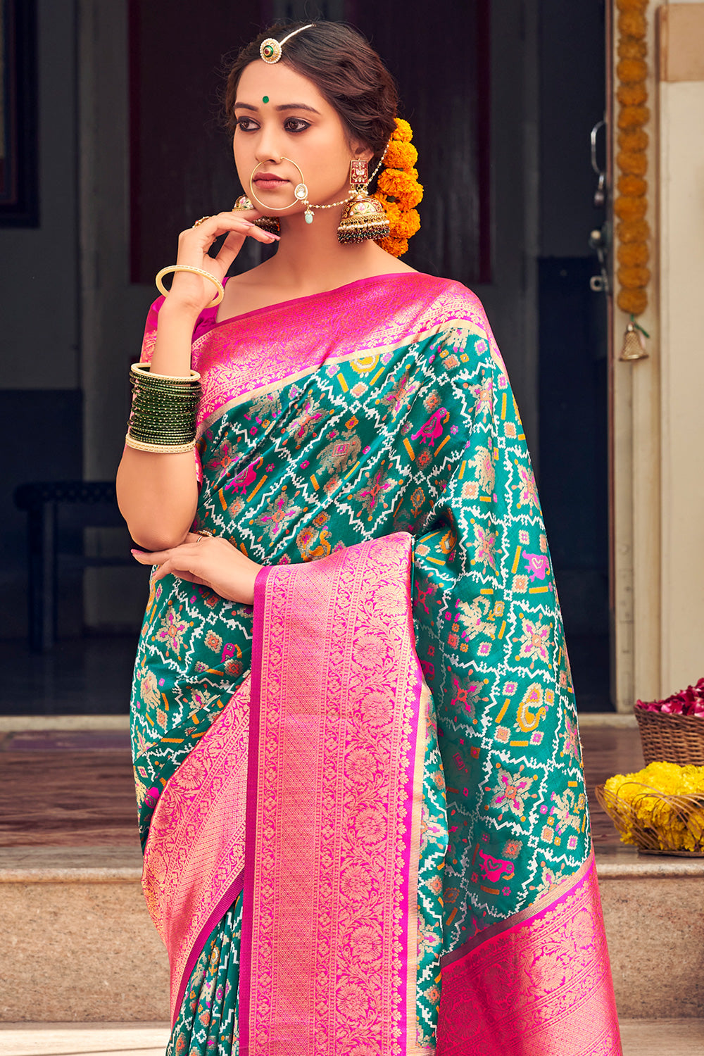 Buy Seafoam Green Patola Saree online-Karagiri