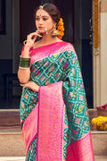 Seafoam Green Patola Saree