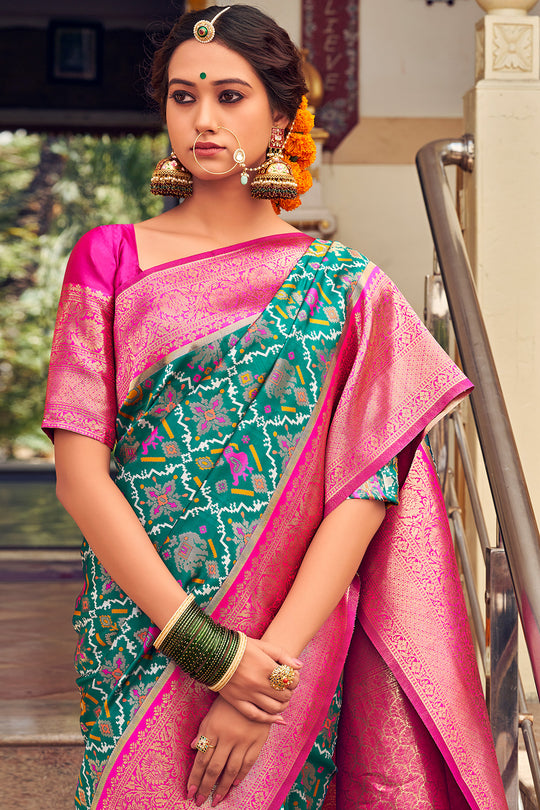 Seafoam Green Patola Saree