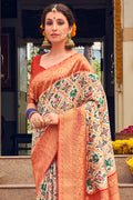 Tan Beige Patola Saree