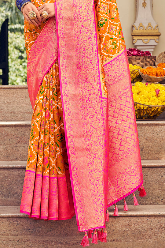 Sunset Orange Patola Saree